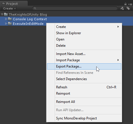export package option